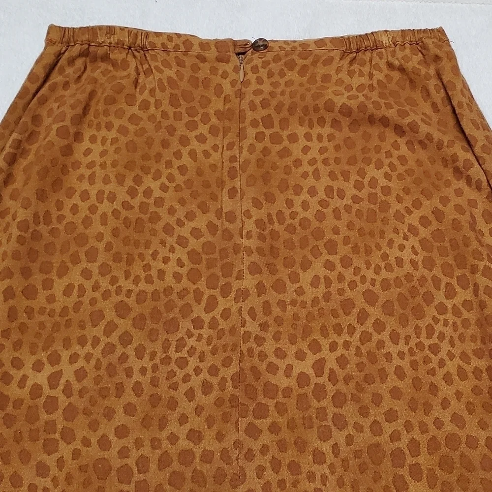 80s Vintage F.L. Malik Spotted Giraffe Print High Rise Back Slit Maxi Skirt 10